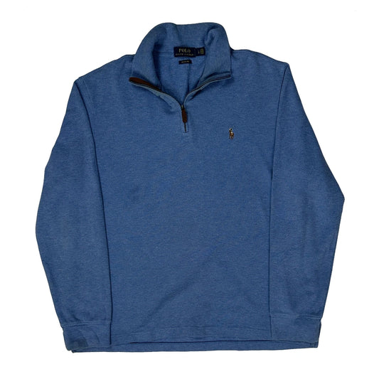 Polo By Ralph Lauren 1/4 Zip - Large Blue Cotton