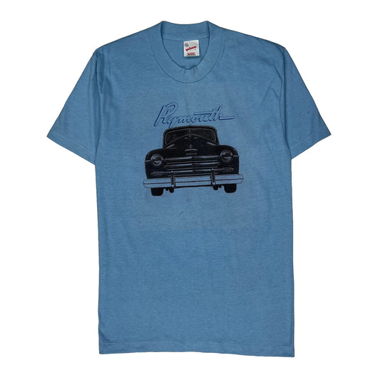 Plymouth Sportswear Single Stitch T-Shirt - Large Blue Cotton Blend