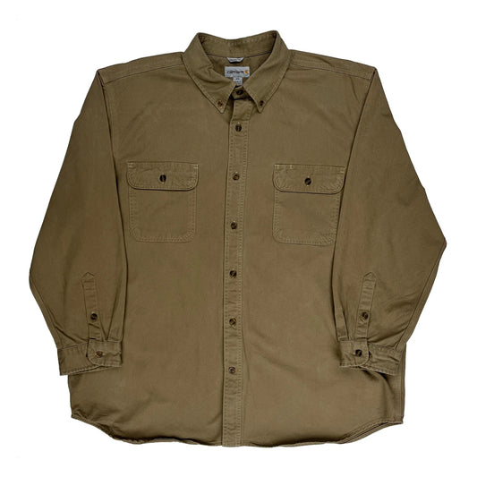 Carhartt Shirt - 2XL Khaki Cotton