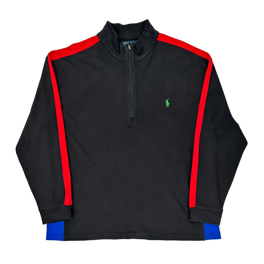 Polo By Ralph Lauren Tall 1/4 Zip - Large Black Cotton