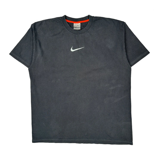 Faded Nike Centre Swoosh T-Shirt - XL Grey Cotton