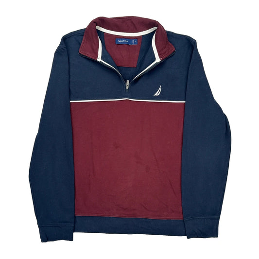 Nautica Collared 1/4 Zip - Medium Burgundy Cotton