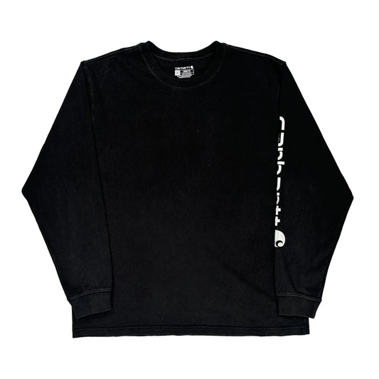Carhartt Spellout Long Sleeve T-Shirt - Large Black Cotton