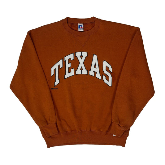 Made In USA Russell Athletic University Of Texas Sweatshirt - Large Orange Cotton Blend
