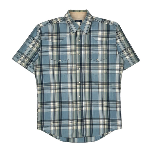 Wrangler Checked Short Sleeve Shirt - XL Blue Cotton