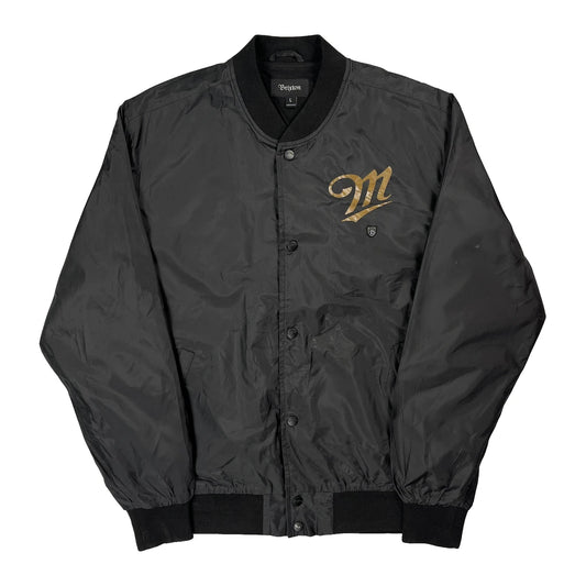Miller Genuine Draft Brixton Satin Varsity Jacket - Large Black Polyester