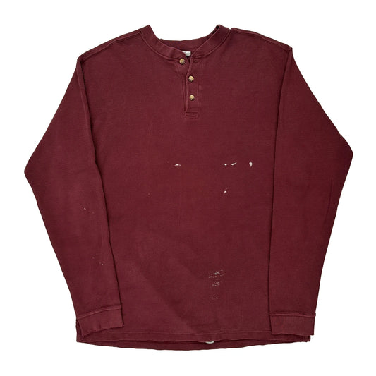 Carhartt Long Sleeve T-Shirt - Large Burgundy Cotton