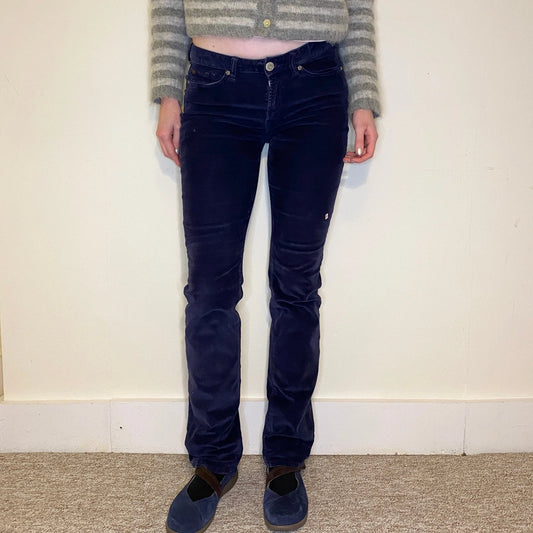 Vintage navy Rifle Cord Trousers - womens 30" waist