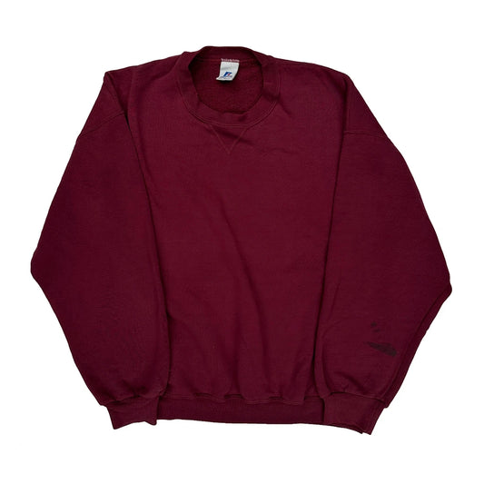 Vintage Russell Athletic Sweatshirt - XL Burgundy Cotton