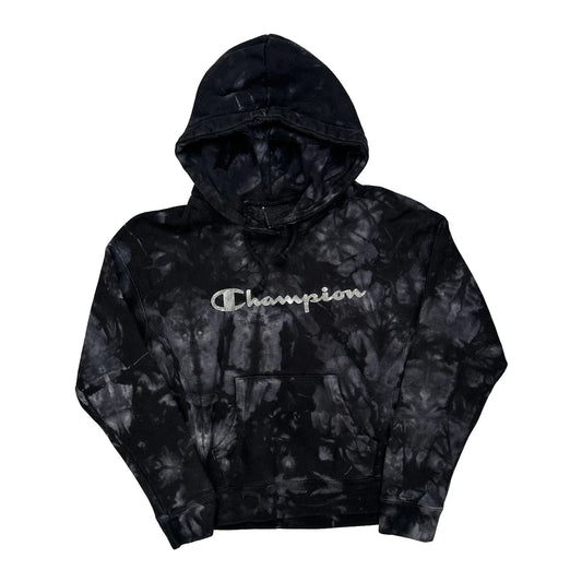 Champion Tie-Dye Hoodie - Small Grey Polyester