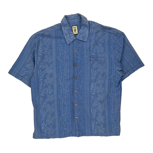 Jamaica Jaxx Floral Hawaiian Shirt - XL Blue Silk
