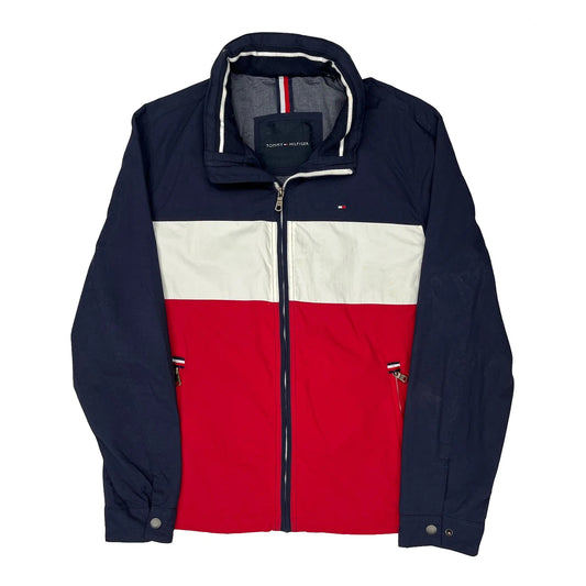 Tommy Hilfiger Striped Windbreaker - Medium Red Nylon