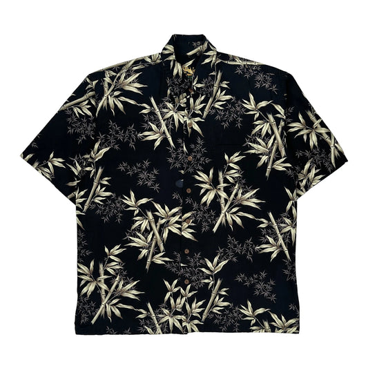 Kane Floral Hawaiian Shirt - Large Black Cotton