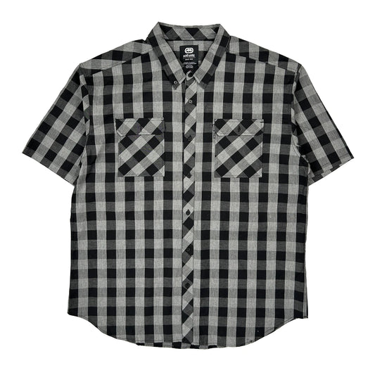Ecko Unltd Checked Short Sleeve Shirt - 2XL Black Cotton