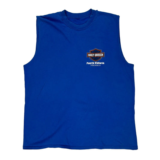 Friends Are Forever Harley Davidson Vest - Large Blue Cotton