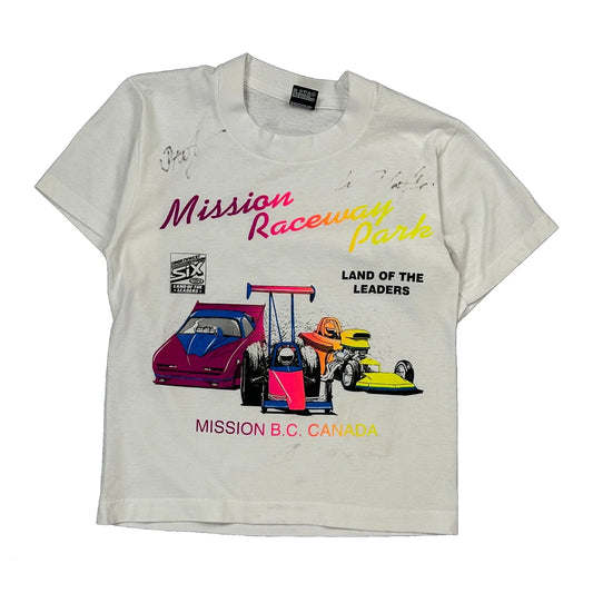 Age 10-12 Mission Raceway Park Fruit Of The Loom Graphic T-Shirt - Medium White Cotton