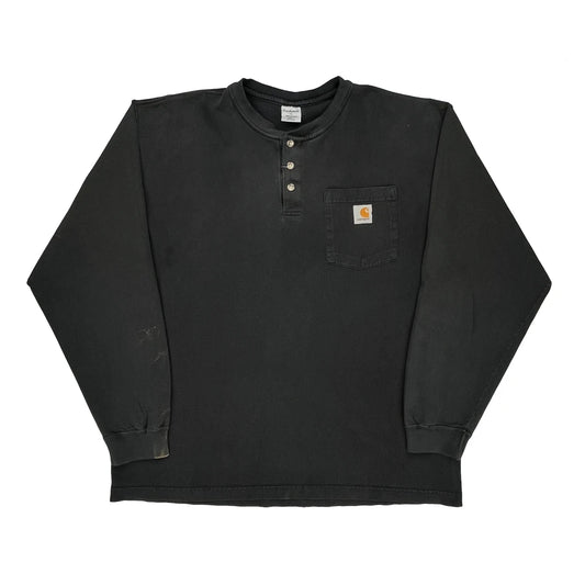 Carhartt Long Sleeve T-Shirt - Large Black Cotton
