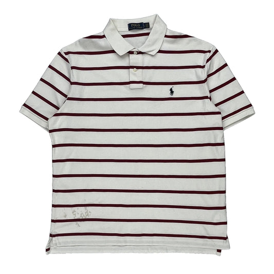 Polo By Ralph Lauren Striped Polo Shirt - Large Red Cotton