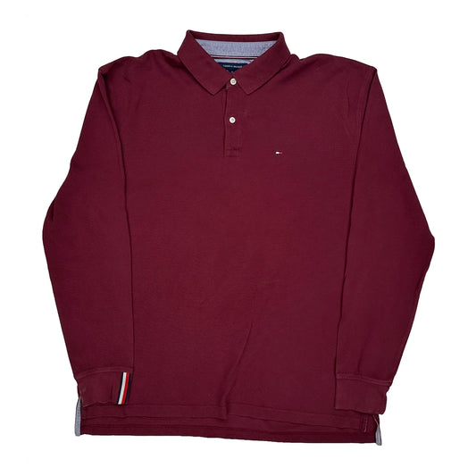 Tommy Hilfiger Polo Shirt - XL Burgundy Cotton
