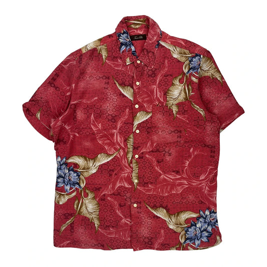 Tasso Elba Floral Hawaiian Shirt - Large Red Silk Blend