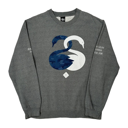 Swans Stussy Graphic Sweatshirt - XL Grey Cotton