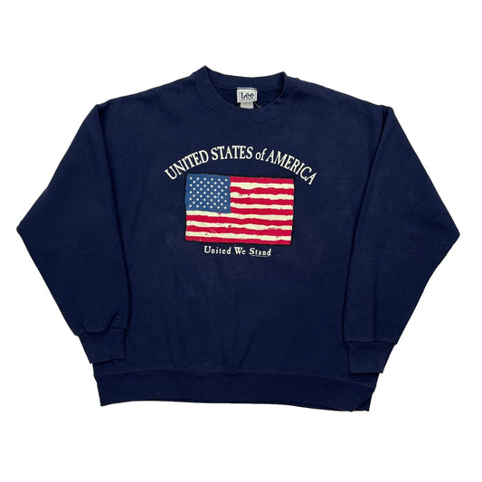 United States Of America Lee Sport Graphic Sweatshirt - XL Navy Cotton
