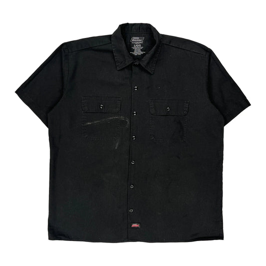 Dickies Short Sleeve Shirt - Large Black Cotton