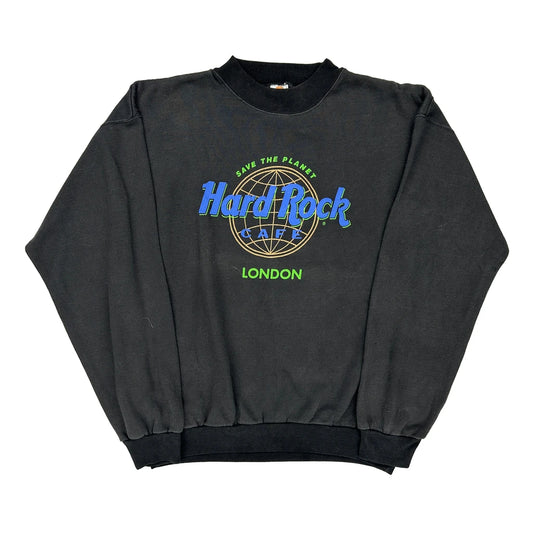 Save The Planet Hard Rock Cafe Graphic Sweatshirt - Large Black Cotton Blend