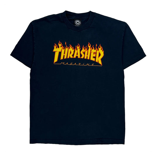 Flame Logo Thrasher Graphic T-Shirt - Large Black Cotton