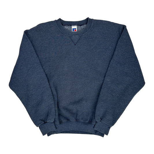 90S Blank Russell Athletic Sweatshirt - Medium Blue Polyester Blend