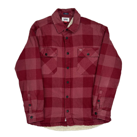 Vintage Tommy Jeans Checked Overshirt - Large Red Cotton