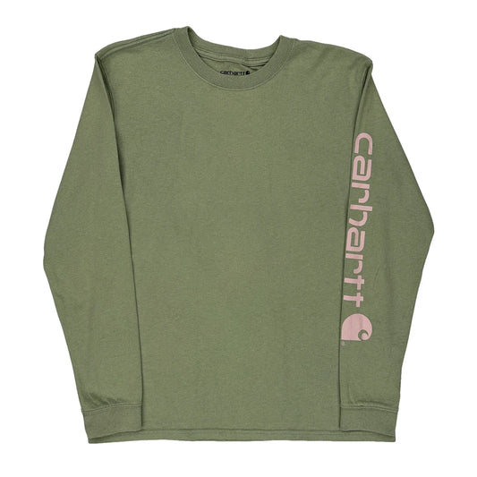 Carhartt Long Sleeve T-Shirt - Small Green Cotton
