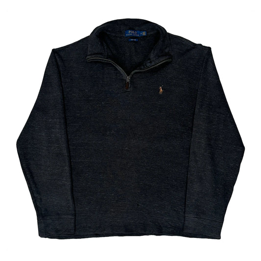 Polo By Ralph Lauren 1/4 Zip - Medium Grey Cotton Blend