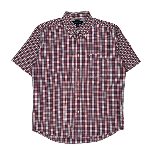 Tommy Hilfiger Checked Short Sleeve Shirt - Large Blue Cotton