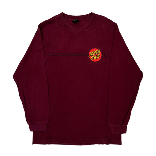 Skateboards Santa Cruz Long Sleeve T-Shirt - Medium Burgundy Cotton