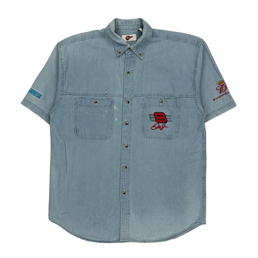 Budweiser Winners Circle Nascar Denim Shirt - Large Light Wash Cotton