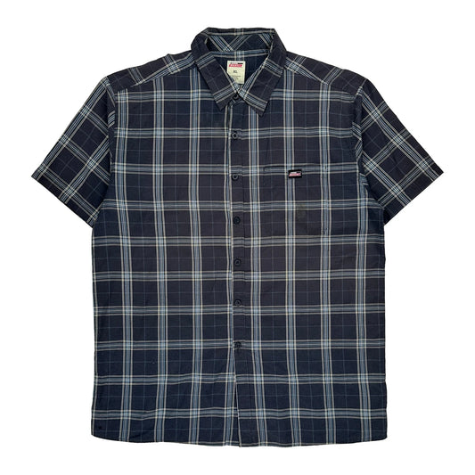 Dickies Checked Short Sleeve Shirt - XL Blue Cotton Blend