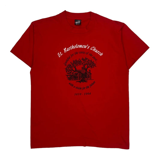 St. Bartholomew'S Church Fruit Of The Loom Single Stitch T-Shirt - Large Red Cotton Blend
