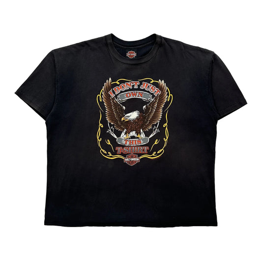 Eagle Print Harley Davidson Graphic T-Shirt - 3XL Black Cotton