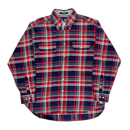 Tommy Hilfiger Checked Shirt - Large Red Cotton