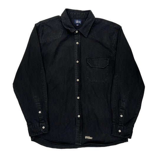 Stussy Denim Shirt - Large Black Denim