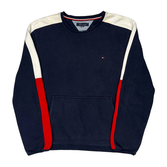 Tommy Hilfiger Spellout Sweatshirt - Large Navy Cotton