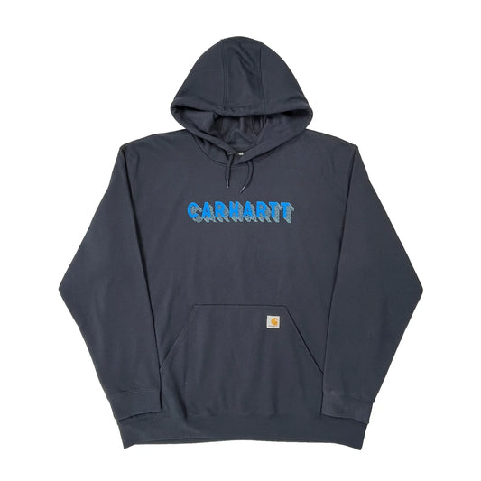Vintage Rain Defender Carhartt Spellout Hoodie - 2XL Navy Cotton