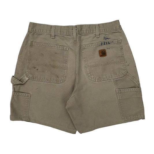 Carhartt Double Knee Carpenter Shorts - 34W 8L Beige Cotton