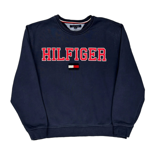 Tommy Hilfiger Spellout Long Sleeve T-Shirt - XL Navy Cotton