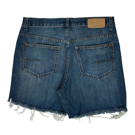 Calvin Klein Jeans Cut Off Denim Shorts - 32W UK 12 Blue Denim