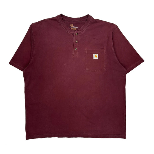 Vintage Carhartt T-Shirt - XL Burgundy Cotton
