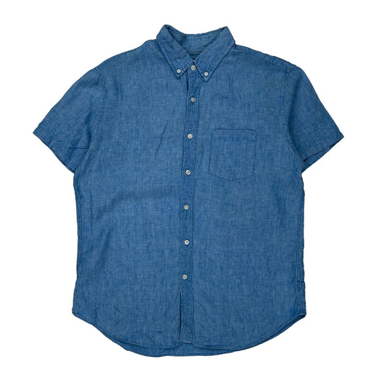 J Crew Short Sleeve Shirt - Large Blue Cotton