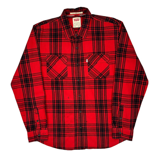 Vintage Levis Checked Flannel Shirt - XL Red Cotton