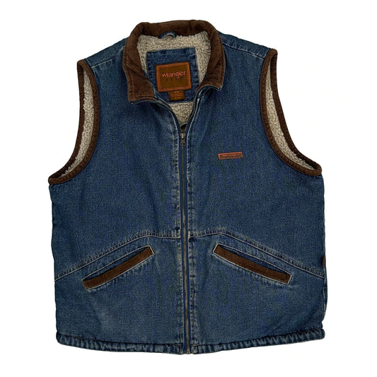 Wrangler Denim Gilet - Medium Brown Denim